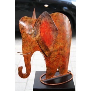 Elefant metal orange h:35cm